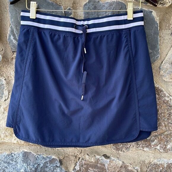 Athleta 'Sonara' Skort Mini Skirt Navy Blue/White Stripe 4 - Picture 2 of 5